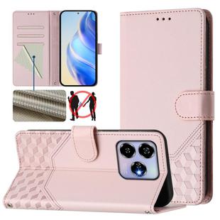 For ZTE Blade V60 4G / Axon 60 4G Honeycomb Embossing RFID Leather Phone Case(Pink)