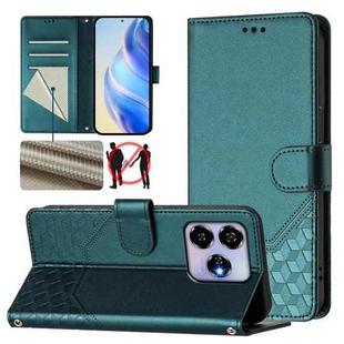 For ZTE Blade V60 4G / Axon 60 4G Honeycomb Embossing RFID Leather Phone Case(Peacock Green)