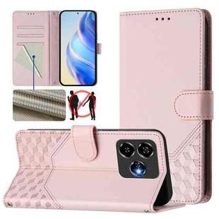 For ZTE Blade V60 Vita / V60 Design Honeycomb Embossing RFID Leather Phone Case(Pink)