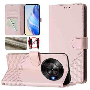 For ZTE Blade A75 5G Honeycomb Embossing RFID Leather Phone Case(Pink)