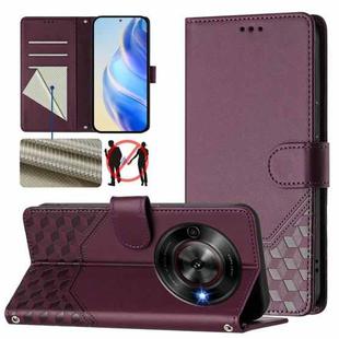 For ZTE Blade A75 5G Honeycomb Embossing RFID Leather Phone Case(Violet)