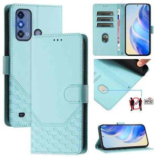 For ZTE Blade A53 Pro Honeycomb Embossing RFID Leather Phone Case(Mint Green)
