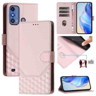 For ZTE Blade A53 Pro Honeycomb Embossing RFID Leather Phone Case(Pink)