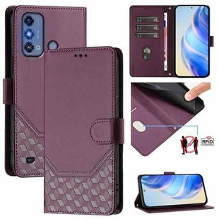 For ZTE Blade A53 Pro Honeycomb Embossing RFID Leather Phone Case(Violet)