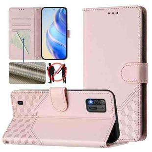 For ZTE Blade A52 Lite Honeycomb Embossing RFID Leather Phone Case(Pink)
