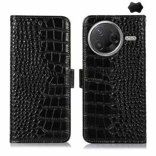 For Redmi K80 Crocodile Top Layer Cowhide Leather Phone Case(Black)