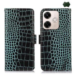 For Redmi 13X Crocodile Top Layer Cowhide Leather Phone Case(Green)