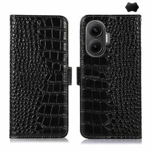 For Redmi Turbo 4 Pro Crocodile Top Layer Cowhide Leather Phone Case(Black)