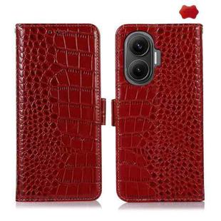For Redmi Turbo 4 Pro Crocodile Top Layer Cowhide Leather Phone Case(Red)