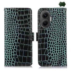 For Redmi Turbo 4 Pro Crocodile Top Layer Cowhide Leather Phone Case(Green)