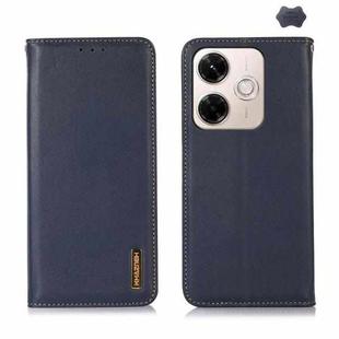 For Redmi 13X KHAZNEH Nappa Top Layer Cowhide Leather Phone Case(Blue)