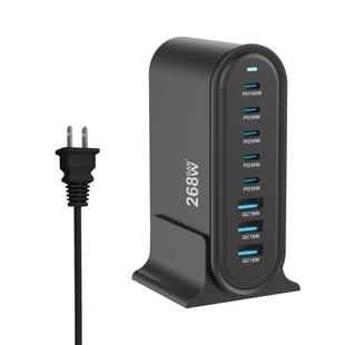 YMX-968 268W 5Type-C, 3USB 8-Ports Desktop Fast Charger, Plug Type:US Plug(Black)