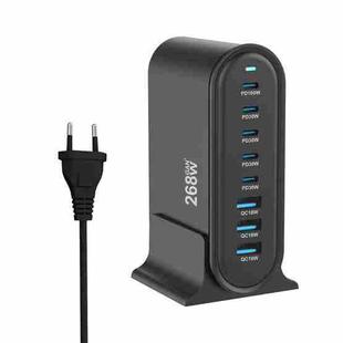 YMX-968 268W 5Type-C, 3USB 8-Ports Desktop Fast Charger, Plug Type:EU Plug(Black)