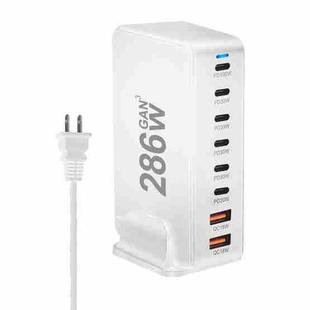 YMX-986 286W 6 Type-C, 2 USB 8-Ports Desktop Fast Charger, Plug Type:EU Plug(White)