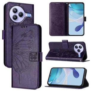 For Xiaomi Civi 5 Pro 5G Embossed Butterfly Leather Phone Case(Dark Purple)