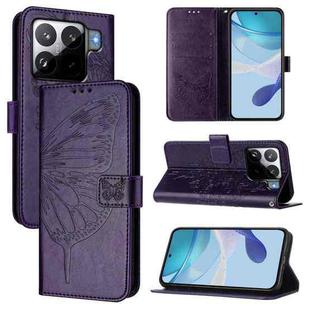 For Xiaomi 15S Pro 5G Embossed Butterfly Leather Phone Case(Dark Purple)