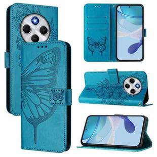For Xiaomi Poco M7 5G / C75 4G Embossed Butterfly Leather Phone Case(Blue)