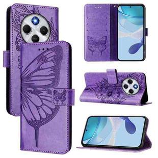 For Xiaomi Poco M7 5G / C75 4G Embossed Butterfly Leather Phone Case(Light Purple)