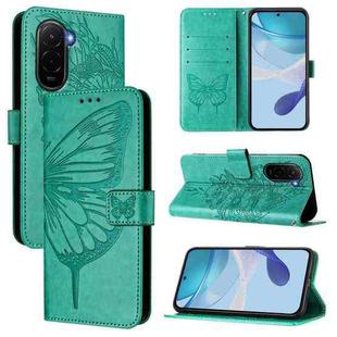 For Xiaomi Poco M7 4G 169mm Embossed Butterfly Leather Phone Case(Green)