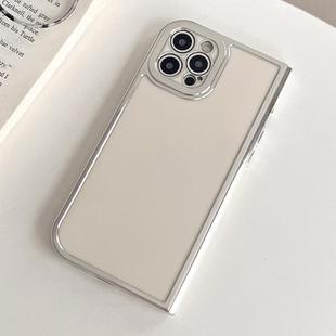 For iPhone 15 Pro Electroplated Solid Color Fine Hole TPU Phone Case(White)