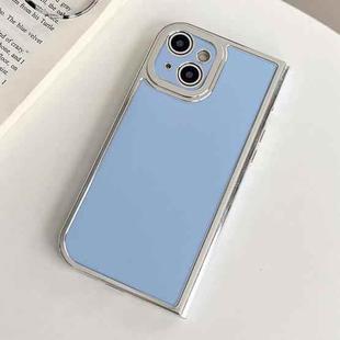 For iPhone 15 Electroplated Solid Color Fine Hole TPU Phone Case(Sky Blue)