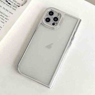 For iPhone 14 Pro Electroplated Solid Color Fine Hole TPU Phone Case(Transparent)