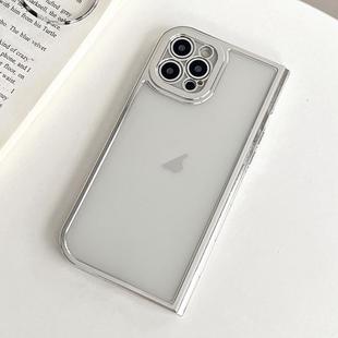 For iPhone 13 Pro Max Electroplated Solid Color Fine Hole TPU Phone Case(Transparent)