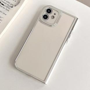 For iPhone 12 Electroplated Solid Color Fine Hole TPU Phone Case(White)