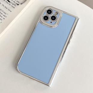 For iPhone 11 Pro Electroplated Solid Color Fine Hole TPU Phone Case(Sky Blue)