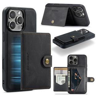 For iPhone 16 Pro JEEHOOD J01 Retro Magnetic Detachable Wallet Phone Case(Black)