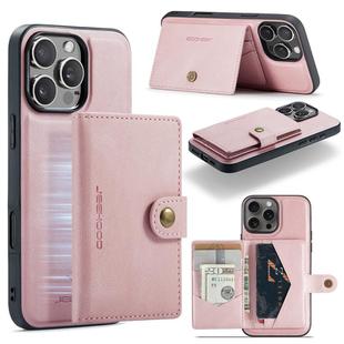 For iPhone 16 Pro JEEHOOD J01 Retro Magnetic Detachable Wallet Phone Case(Pink)