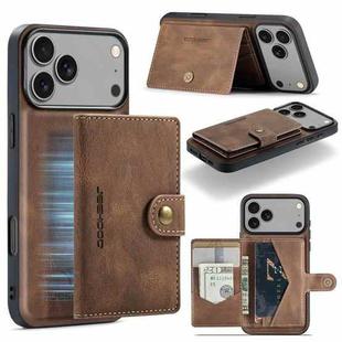 For iPhone 17 Pro JEEHOOD J01 Retro Magnetic Detachable Wallet Phone Case(Brown)
