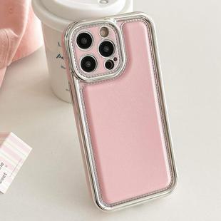 For iPhone 15 Pro Max Electroplated Edge Frosted Leather TPU Phone Case(Pink)