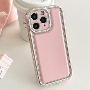 For iPhone 11 Pro Max Electroplated Edge Frosted Leather TPU Phone Case(Pink)