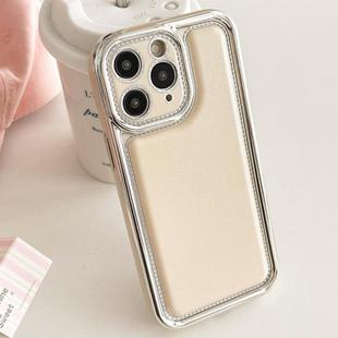 For iPhone 11 Pro Electroplated Edge Frosted Leather TPU Phone Case(Apricot Color)