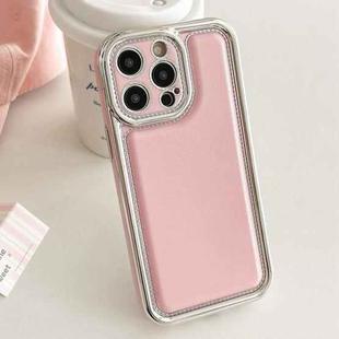 For iPhone 16 Pro Electroplated Edge Frosted Leather TPU Phone Case(Pink)