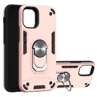 For iPhone 12 mini 2 in 1 Armour Series PC + TPU Protective Case with Ring Holder(Rose Gold)