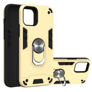 For iPhone 12 / 12 Pro 2 in 1 Armour Series PC + TPU Protective Case with Ring Holder(Gold)
