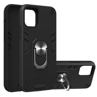 For iPhone 12 / 12 Pro 2 in 1 Armour Series PC + TPU Protective Case with Ring Holder(Black)