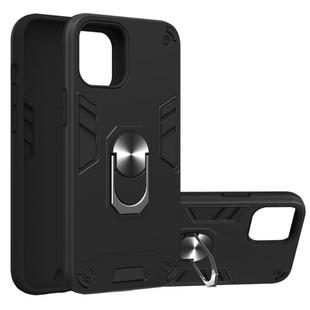 For iPhone 12 Pro Max 2 in 1 Armour Series PC + TPU Protective Case with Ring Holder(Black)