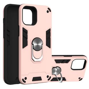 For iPhone 12 Pro Max 2 in 1 Armour Series PC + TPU Protective Case with Ring Holder(Rose Gold)