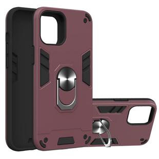 For iPhone 12 Pro Max 2 in 1 Armour Series PC + TPU Protective Case with Ring Holder(Wnie Red)
