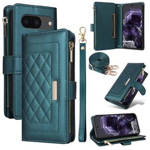 For Google Pixel 8 Crossbody Zipper Wallet Rhombus Leather Phone Case(Green)