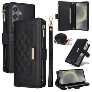 For Samsung Galaxy S24 5G Crossbody Zipper Wallet Rhombus Leather Phone Case(Black)