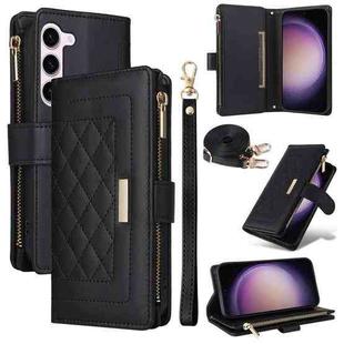 For Samsung Galaxy S23 5G Crossbody Zipper Wallet Rhombus Leather Phone Case(Black)