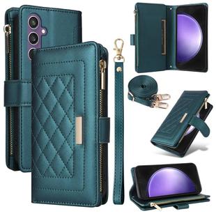 For Samsung Galaxy S23 FE 5G Crossbody Zipper Wallet Rhombus Leather Phone Case(Green)