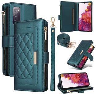 For Samsung Galaxy S20 FE Crossbody Zipper Wallet Rhombus Leather Phone Case(Green)