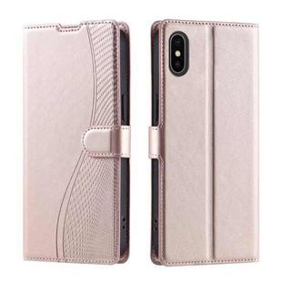 For iPhone XS Max Voltage Ultra-thin Dot Leather Phone Case(Rose Gold)