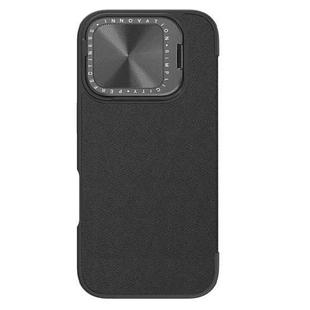 For iPhone 16 Pro Max NILLKIN Qin Prop Series Flip Camera Cover Design Leather Phone Case(Plain Leather Black)