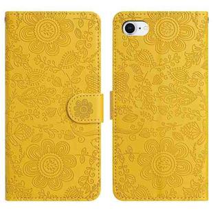 For iPhone SE 2022 / 2020 / 8 / 7 Floral Embossed Pattern Leather Phone Case(Yellow)
